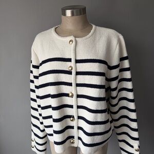 H&M Knit Stripped Old Money Sweater Jacket Top